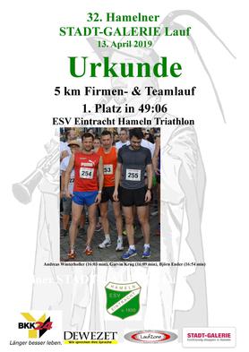 Siegerteam beim Hamelner Stadtlauf